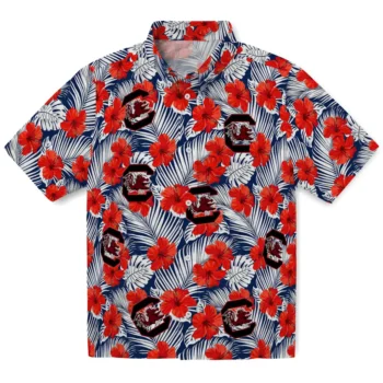 south carolina gamecocks hibiscus fiesta red royal blue hawaiian shirts best selling