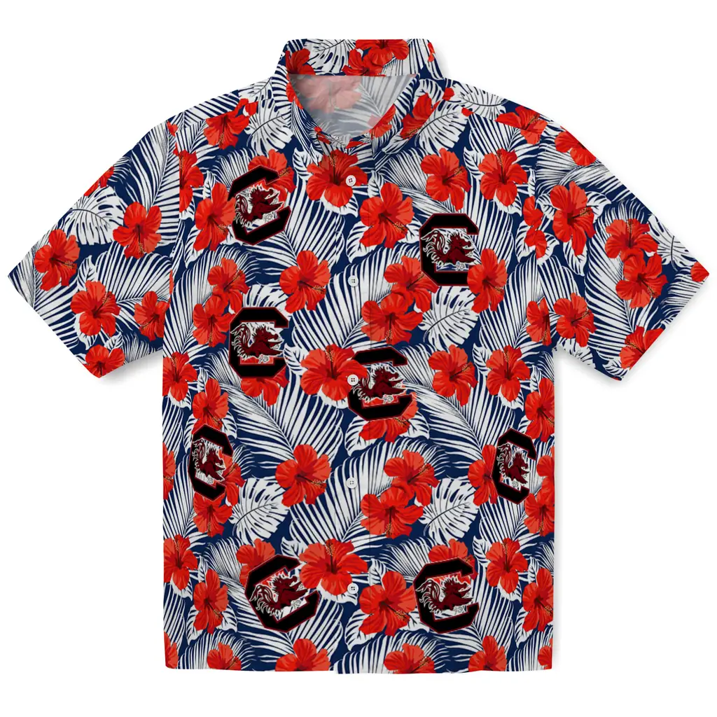 South Carolina Gamecocks Hawaiian Shirt - Hibiscus Fiesta south carolina gamecocks hibiscus fiesta red royal blue hawaiian shirts best selling