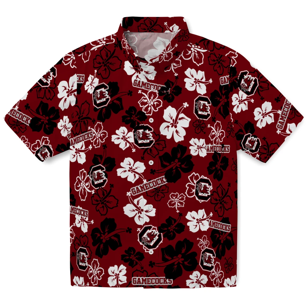 South Carolina Gamecocks Hawaiian Shirt - Hibiscus Flower Design south carolina gamecocks hibiscus bloom garnet hawaiian shirts best selling