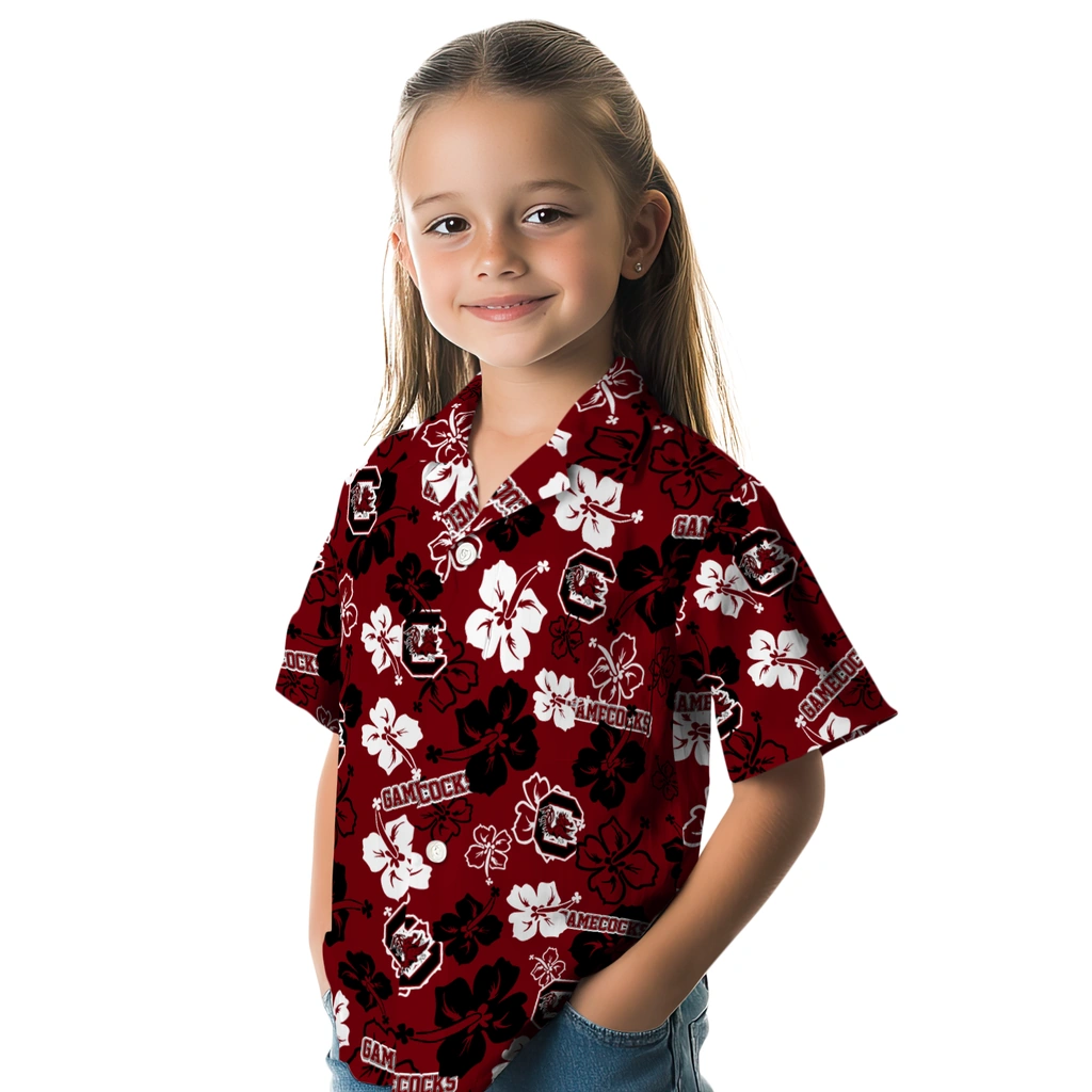 South Carolina Gamecocks Hawaiian Shirt - Hibiscus Flower Design south carolina gamecocks hibiscus bloom garnet hawaiian shirts premium grade