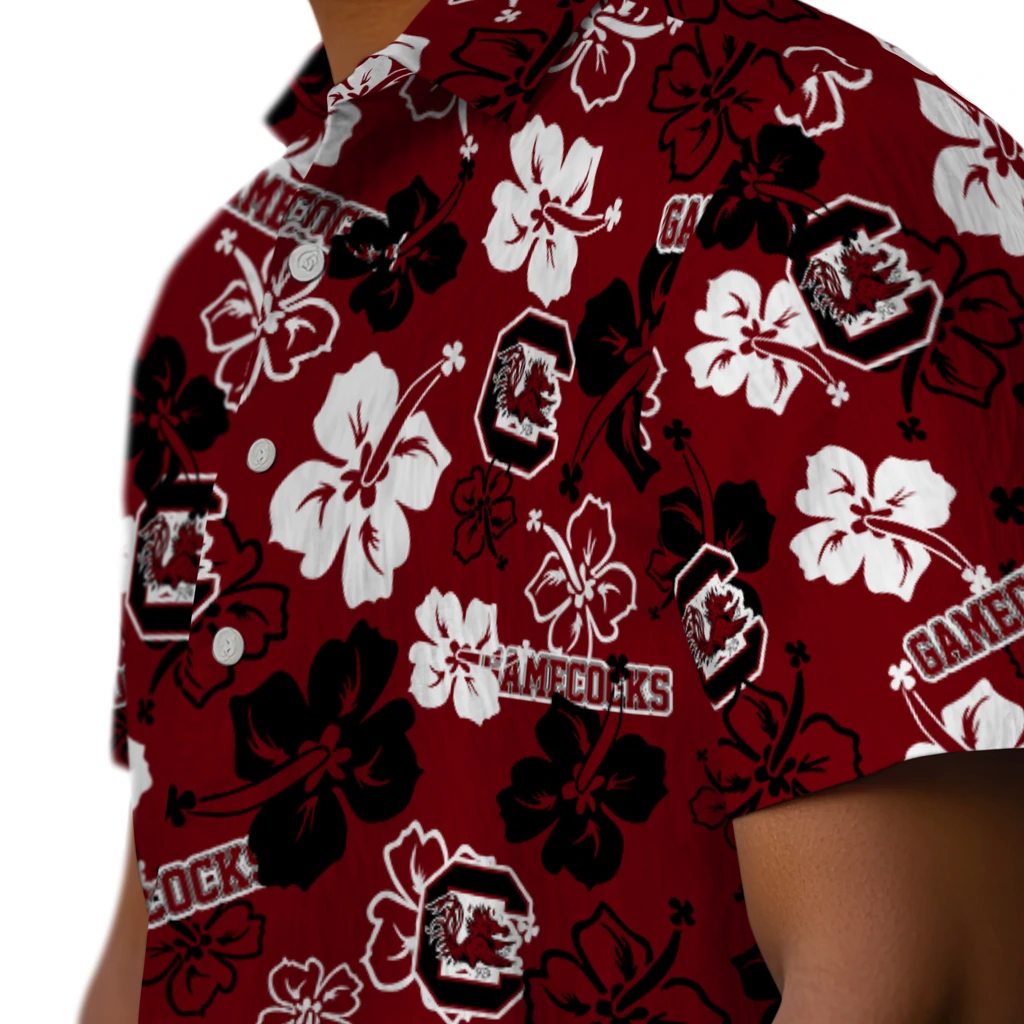 South Carolina Gamecocks Hawaiian Shirt - Hibiscus Flower Design south carolina gamecocks hibiscus bloom garnet hawaiian shirts trendy