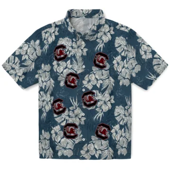 south carolina gamecocks hibiscus flowers navy blue hawaiian shirts best selling
