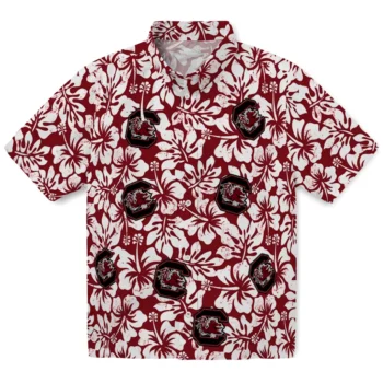south carolina gamecocks hibiscus motif garnet white hawaiian shirts best selling