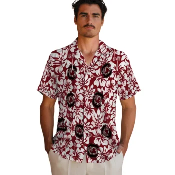 south carolina gamecocks hibiscus motif garnet white hawaiian shirts fashion forward