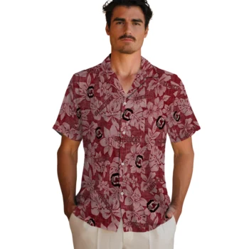south carolina gamecocks hibiscus oasis garnet hawaiian shirts fashion forward