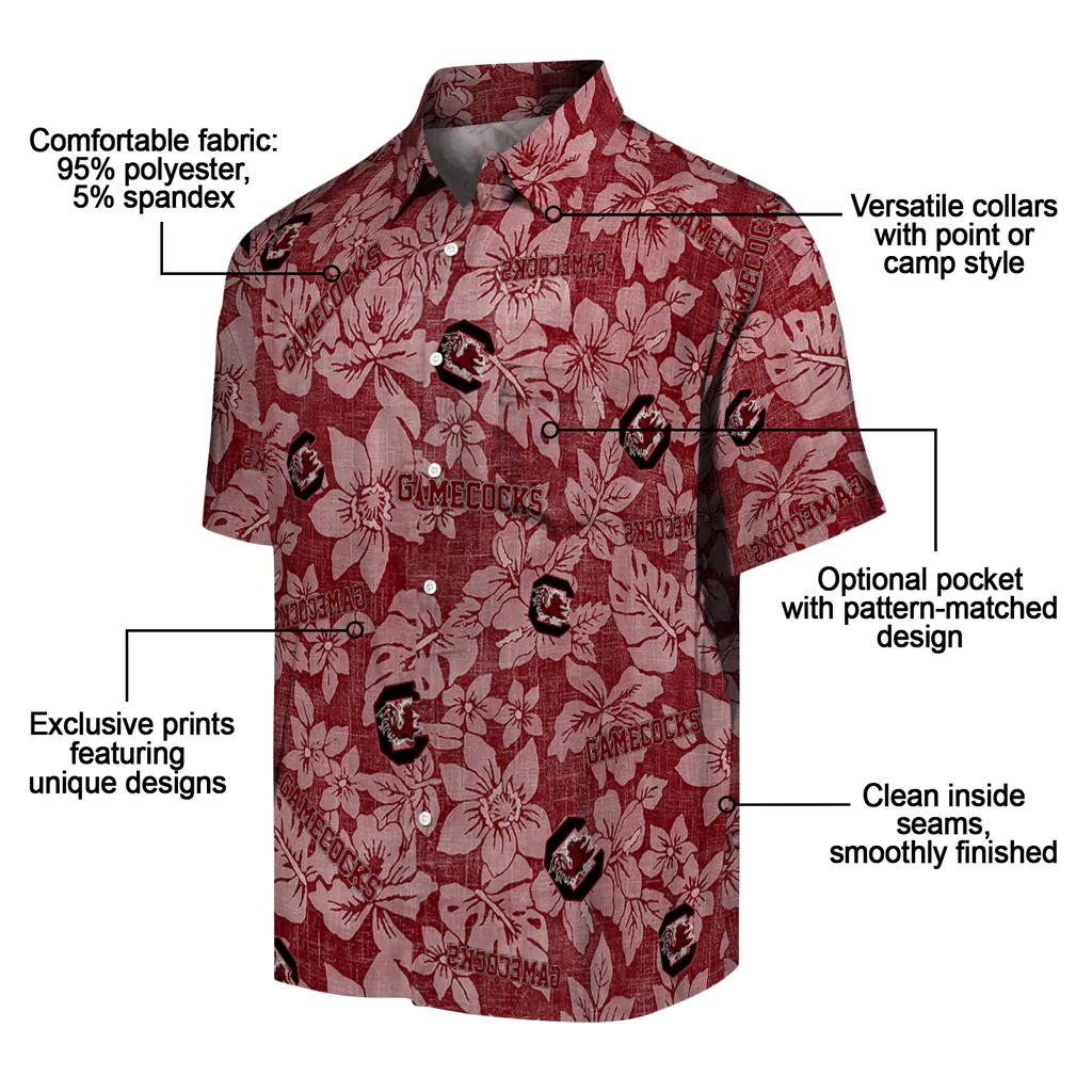 South Carolina Gamecocks Hawaiian Shirt - Hibiscus Oasis south carolina gamecocks hibiscus oasis garnet hawaiian shirts new arrival