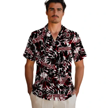 south carolina gamecocks hibiscus overlay hawaiian shirts fashion forward