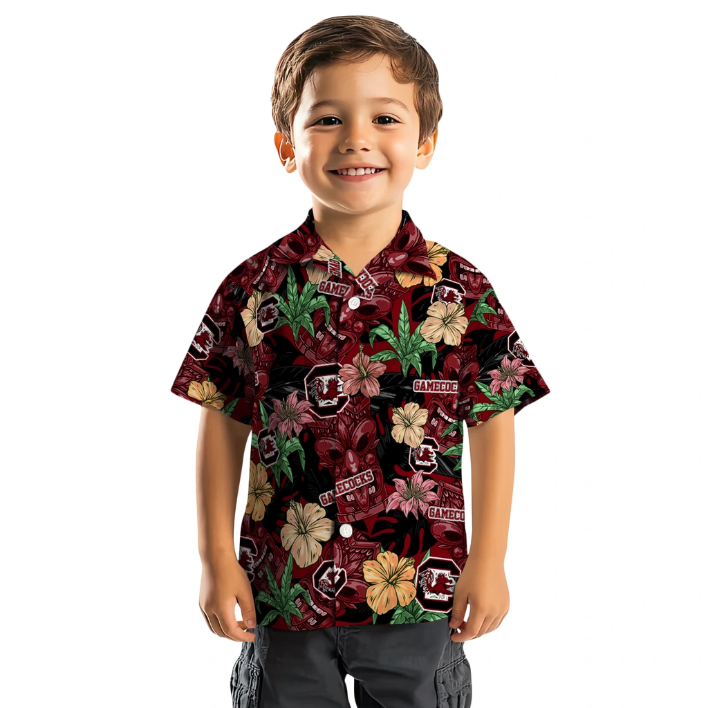 South Carolina Gamecocks Hawaiian Shirt - Hibiscus Tiki Jungle south carolina gamecocks tiki jungle garnet hawaiian shirts top rated