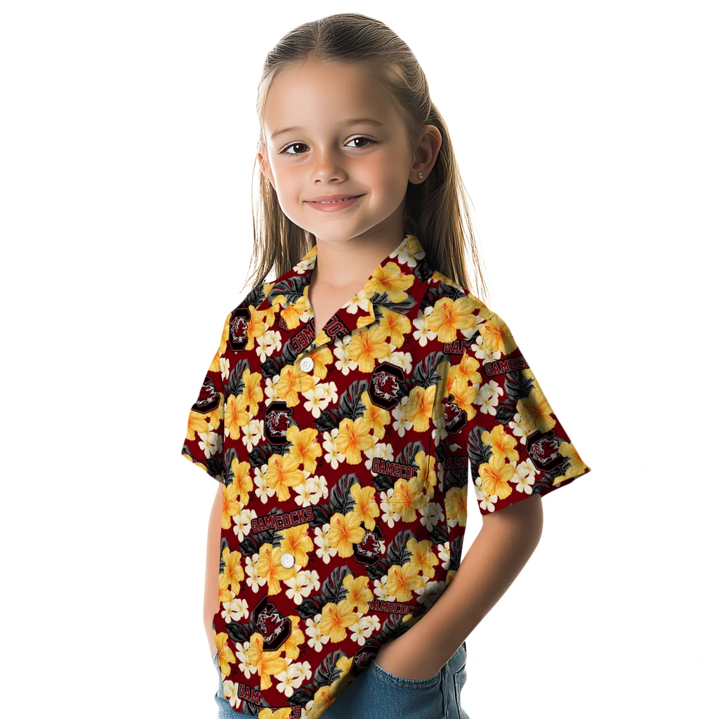 South Carolina Gamecocks Hawaiian Shirt - Hibiscus Tropics south carolina gamecocks hibiscus tropics garnet yellow hawaiian shirts premium grade