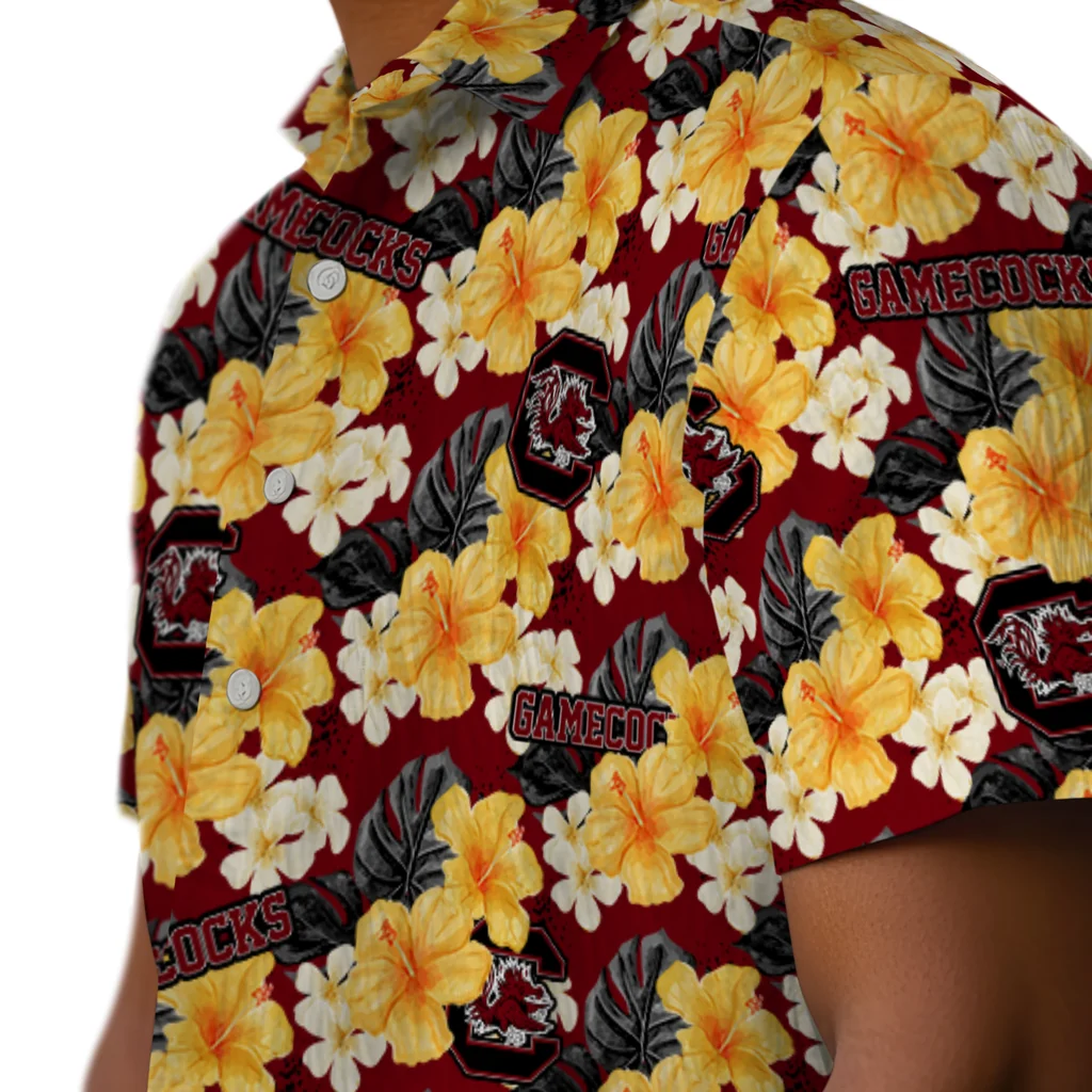 South Carolina Gamecocks Hawaiian Shirt - Hibiscus Tropics south carolina gamecocks hibiscus tropics garnet yellow hawaiian shirts trendy