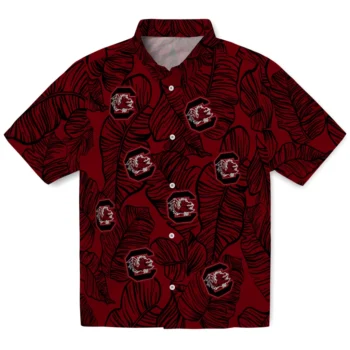 south carolina gamecocks leaf outline garnet hawaiian shirts best selling