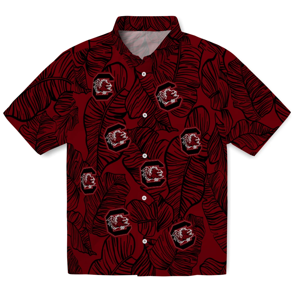 South Carolina Gamecocks Hawaiian Shirt - Leaf Outline south carolina gamecocks leaf outline garnet hawaiian shirts best selling