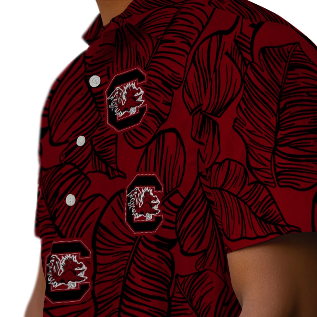 South Carolina Gamecocks Hawaiian Shirt - Leaf Outline south carolina gamecocks leaf outline garnet hawaiian shirts trendy