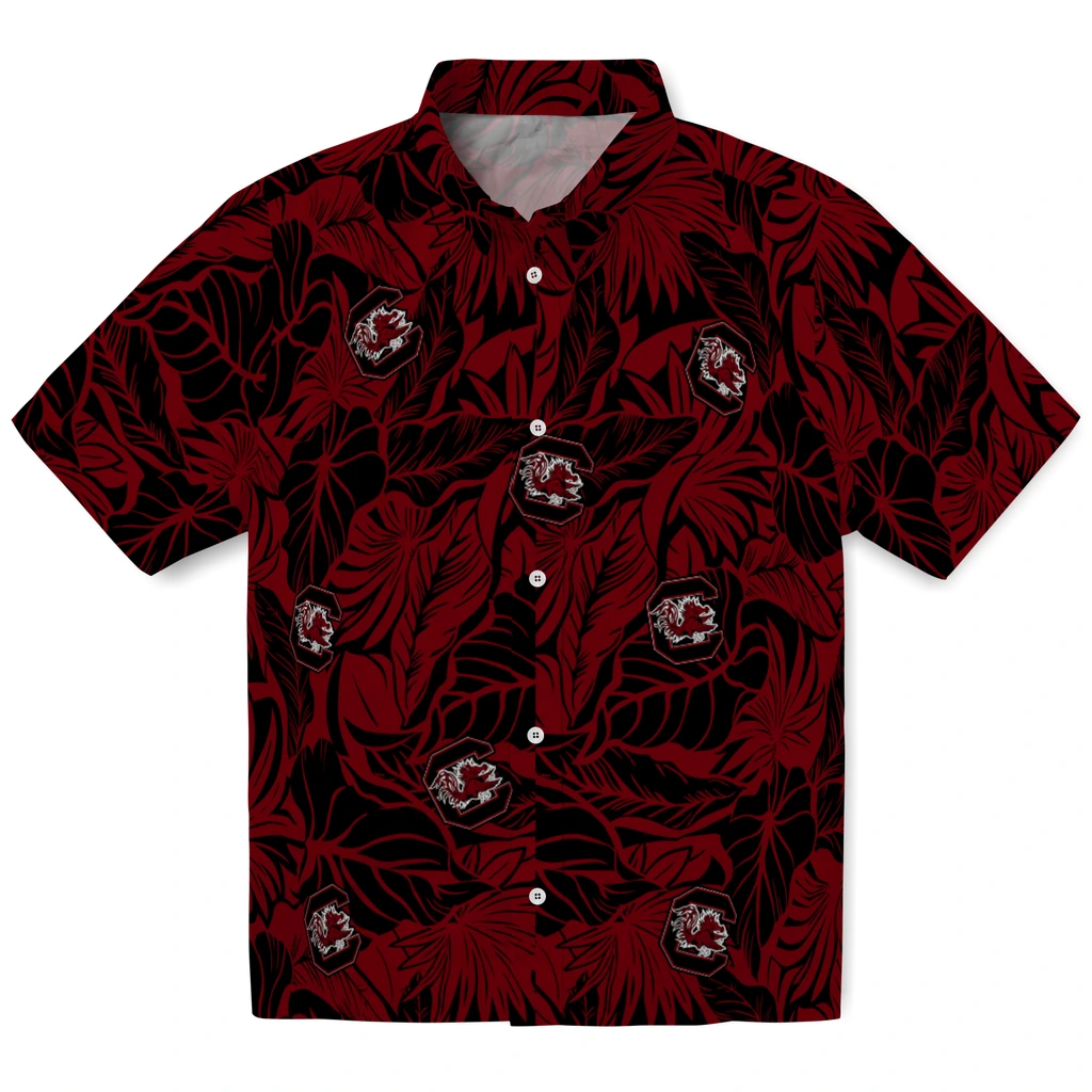 South Carolina Gamecocks Hawaiian Shirt - Monstera Layer south carolina gamecocks monstera layer garnet hawaiian shirts best selling