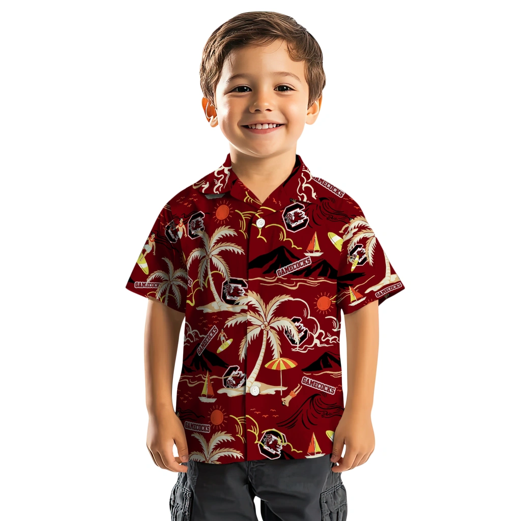 South Carolina Gamecocks Hawaiian Shirt - Palm Tree Island south carolina gamecocks palm tree island garnet hawaiian shirts top rated