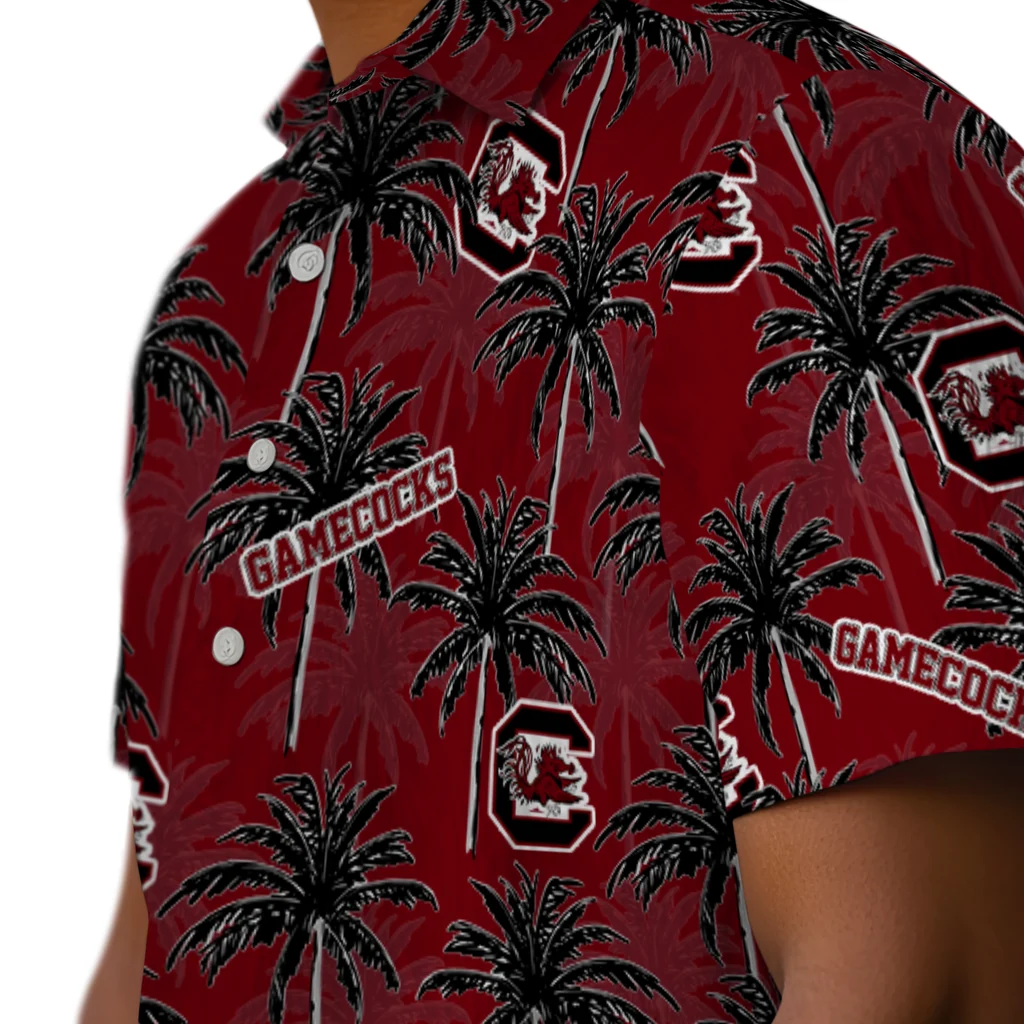 South Carolina Gamecocks Hawaiian Shirt - Palm Tree Motif south carolina gamecocks palm grove garnet hawaiian shirts trendy