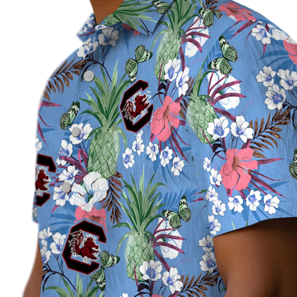 South Carolina Gamecocks Hawaiian Shirt - Pineapple Bouquet south carolina gamecocks pineapple bouquet best sky blue hawaiian shirts trendy
