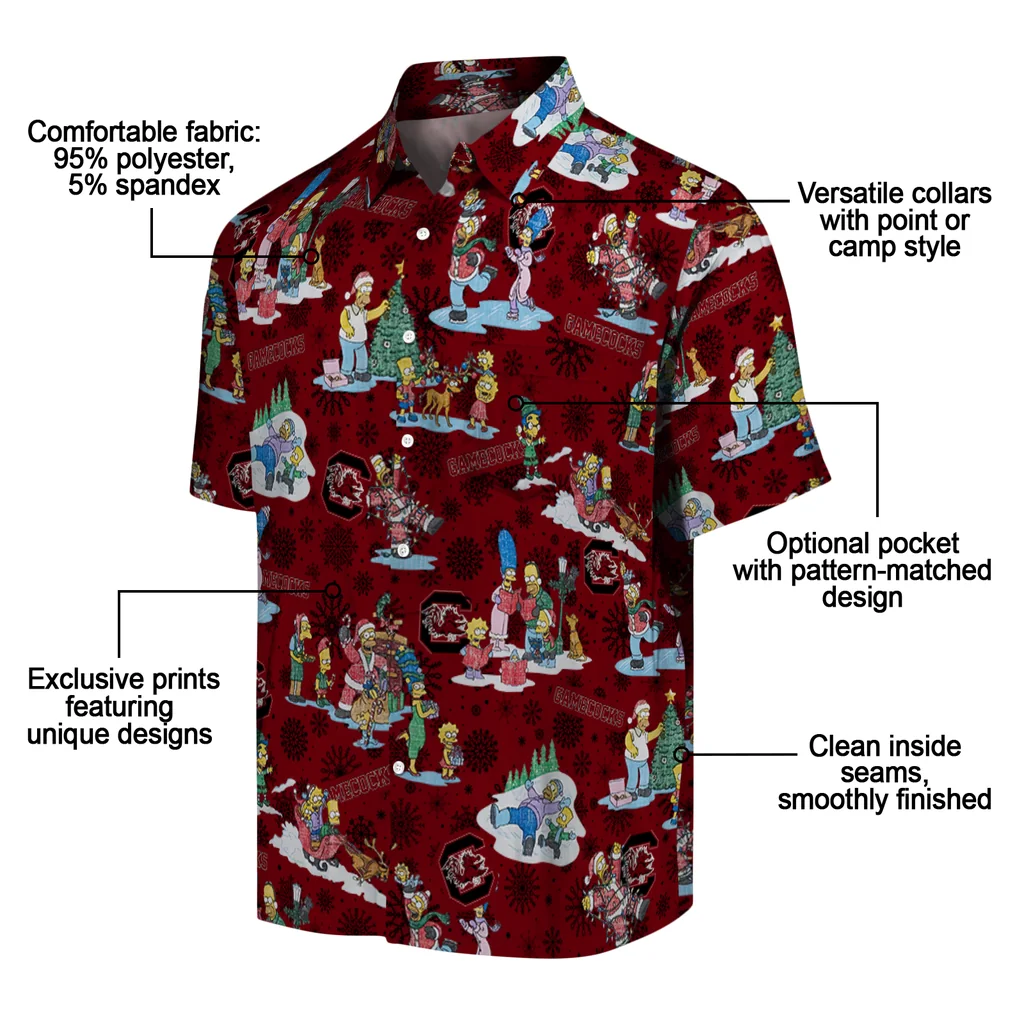 South Carolina Gamecocks Hawaiian Shirt - Simpsons Christmas south carolina gamecocks simpsons christmas garnet hawaiian shirts new arrival