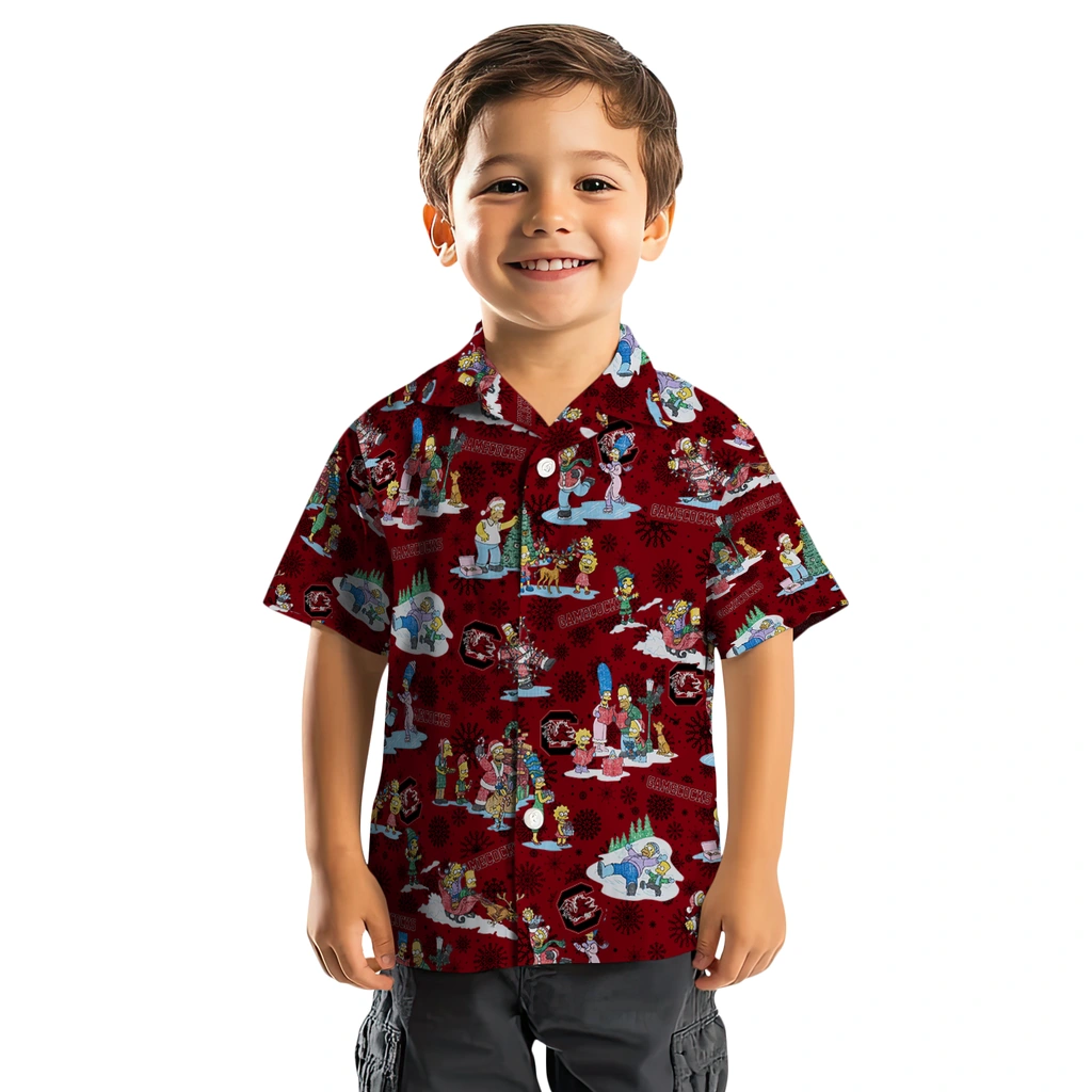 South Carolina Gamecocks Hawaiian Shirt - Simpsons Christmas south carolina gamecocks simpsons christmas garnet hawaiian shirts top rated