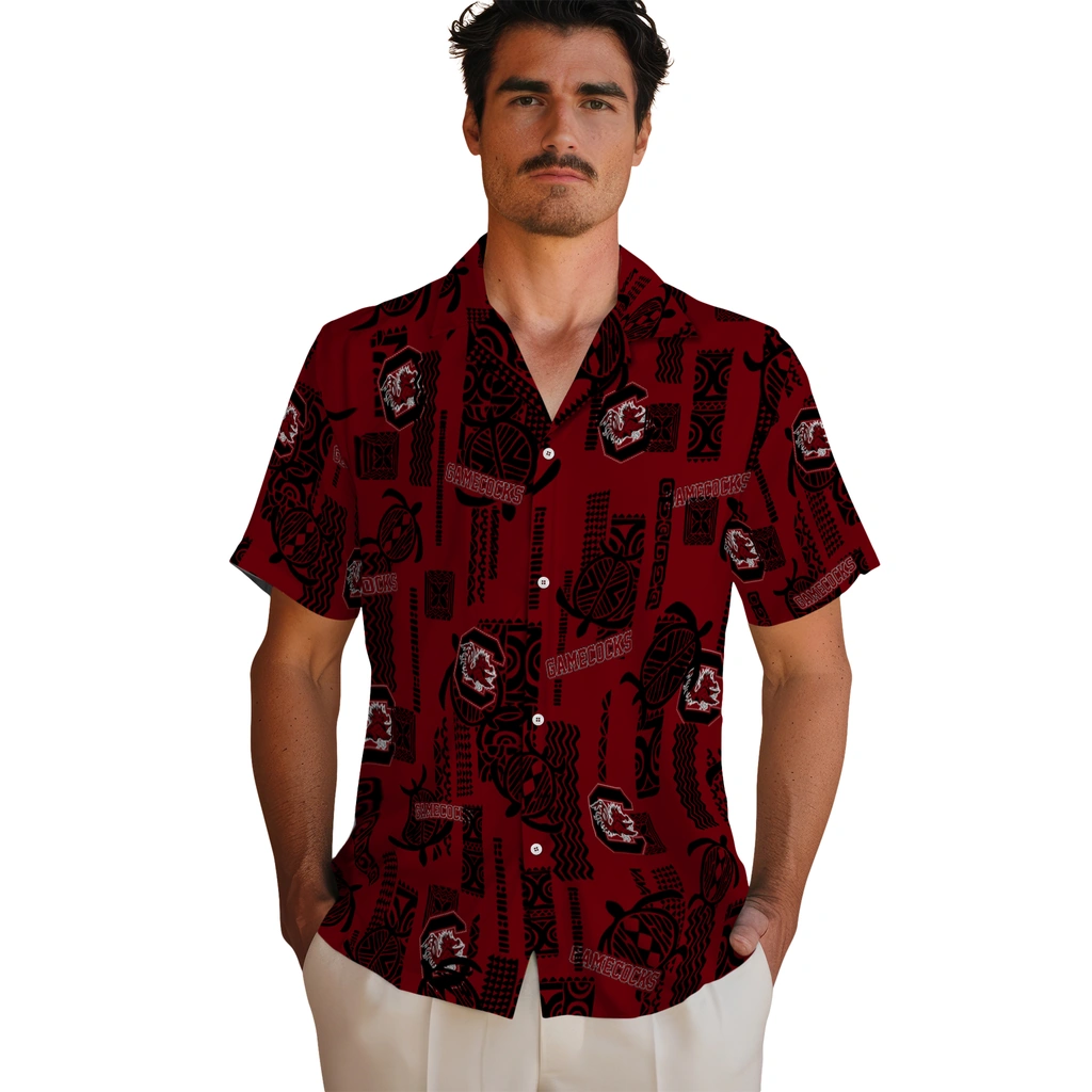 South Carolina Gamecocks Hawaiian Shirt - Turtle Lines south carolina gamecocks turtle lines garnet hawaiian shirts fashion forward