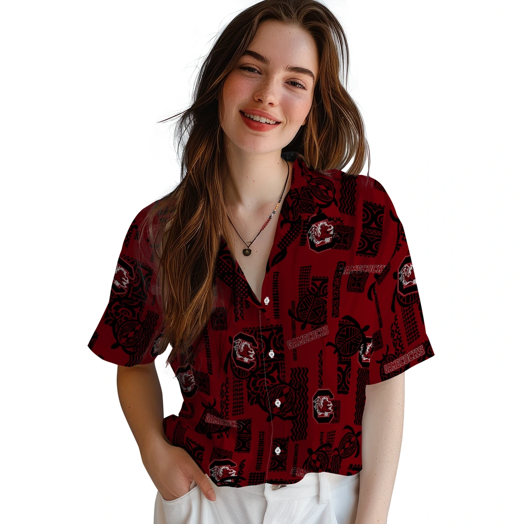 South Carolina Gamecocks Hawaiian Shirt - Turtle Lines south carolina gamecocks turtle lines garnet hawaiian shirts latest model