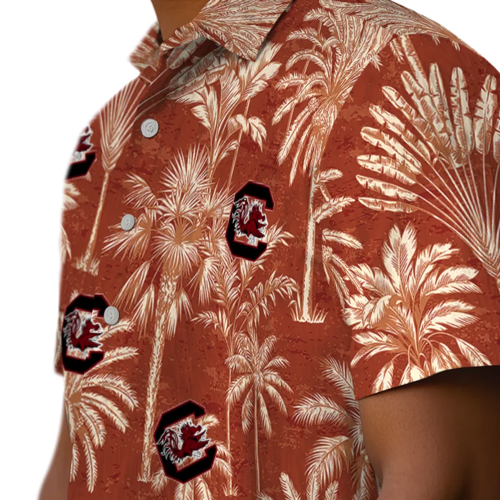 South Carolina Gamecocks Hawaiian Shirt - Vintage Palm Tree south carolina gamecocks palm shadows garnet hawaiian shirts trendy
