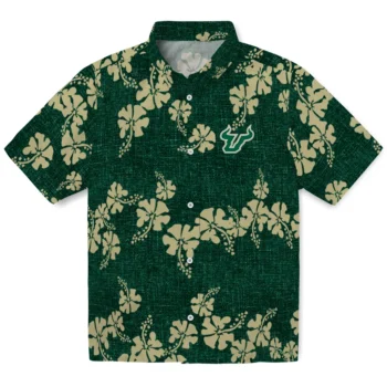 south florida bulls hibiscus petals green hawaiian shirts best selling