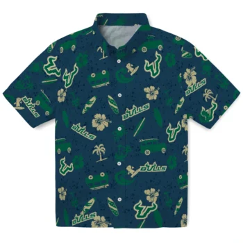 south florida bulls beach vibe navy hawaiian shirts best selling