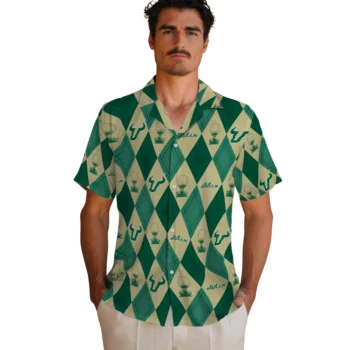 south florida bulls balloon plaid green hawaiian shirts fashion forward