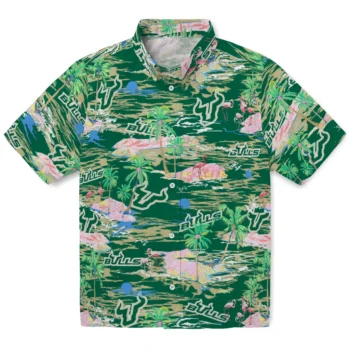 south florida bulls flamingo retreat green hawaiian shirts best selling