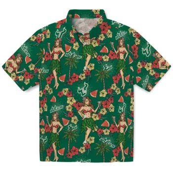 south florida bulls hawaiian girls design green hawaiian shirts best selling