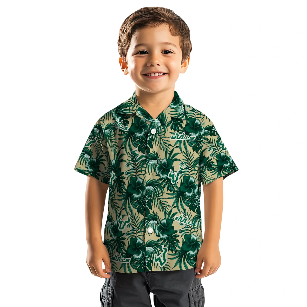 South Florida Bulls Hawaiian Shirt - Hibiscus Exotic south florida bulls hibiscus exotic green hawaiian shirts top rated