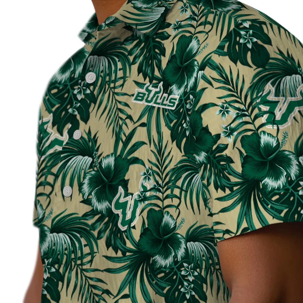 South Florida Bulls Hawaiian Shirt - Hibiscus Exotic south florida bulls hibiscus exotic green hawaiian shirts trendy