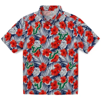 south florida bulls hibiscus fiesta red royal blue hawaiian shirts best selling