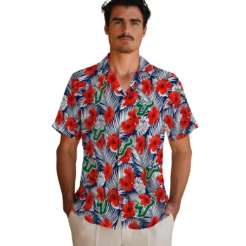 south florida bulls hibiscus fiesta red royal blue hawaiian shirts fashion forward