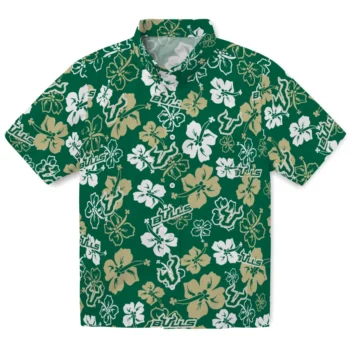 south florida bulls hibiscus bloom green hawaiian shirts best selling