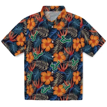 south florida bulls hibiscus foliage hawaiian shirts best selling