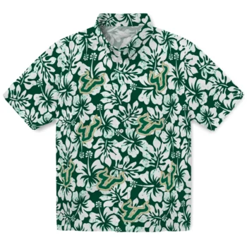 south florida bulls hibiscus motif green white hawaiian shirts best selling