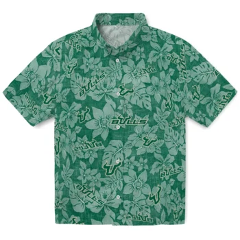 south florida bulls hibiscus oasis green hawaiian shirts best selling
