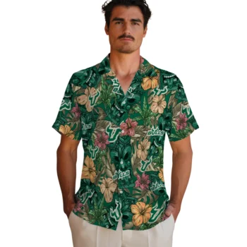 south florida bulls tiki jungle green hawaiian shirts fashion forward