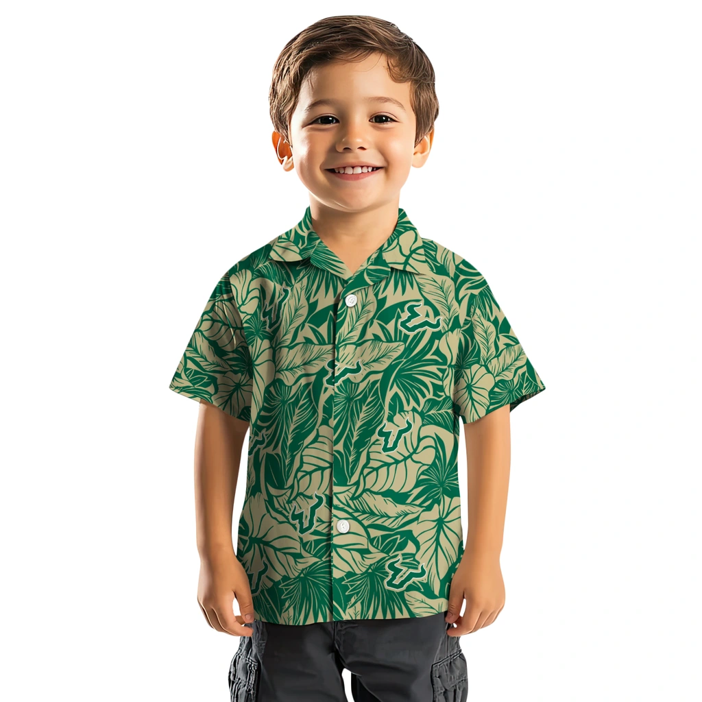 South Florida Bulls Hawaiian Shirt - Monstera Layer south florida bulls monstera layer green hawaiian shirts top rated