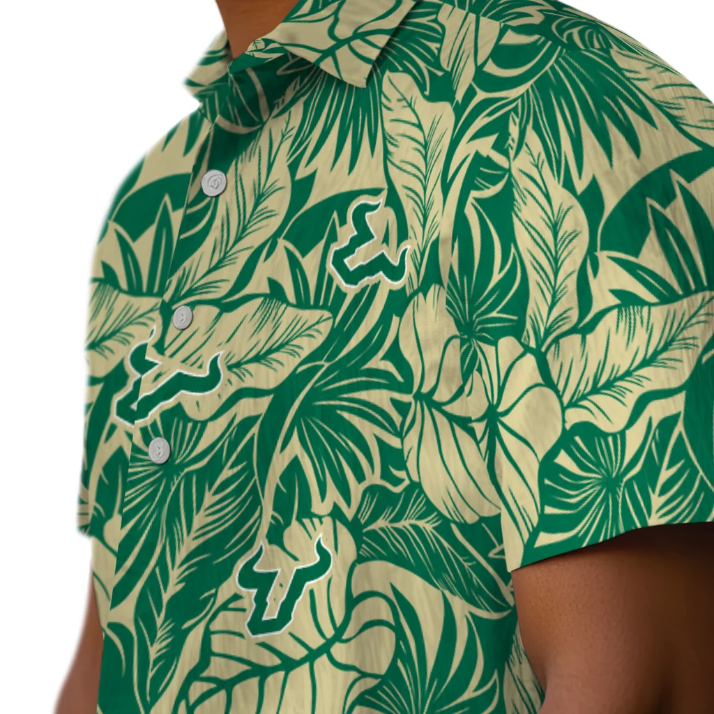 South Florida Bulls Hawaiian Shirt - Monstera Layer south florida bulls monstera layer green hawaiian shirts trendy