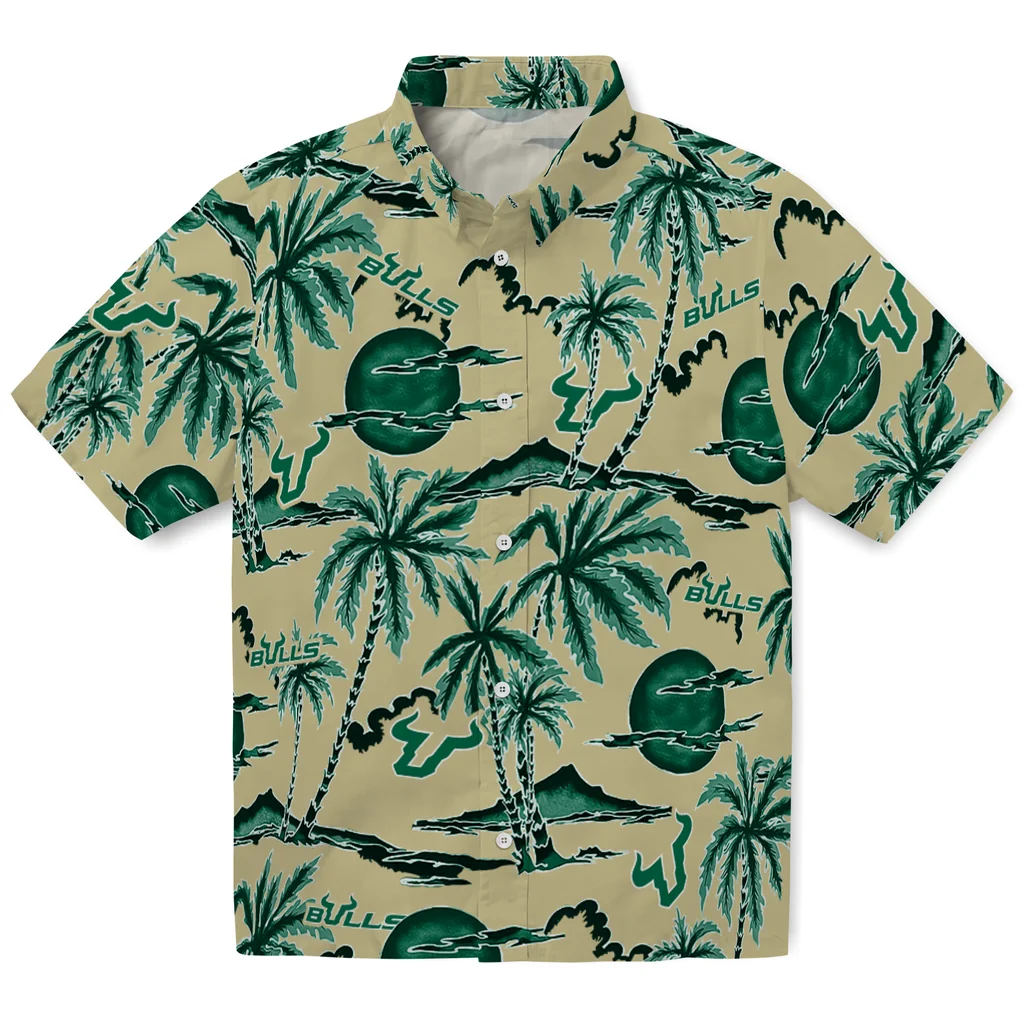 South Florida Bulls Hawaiian Shirt - Palm Sunset south florida bulls palm sunset hawaiian shirts best selling