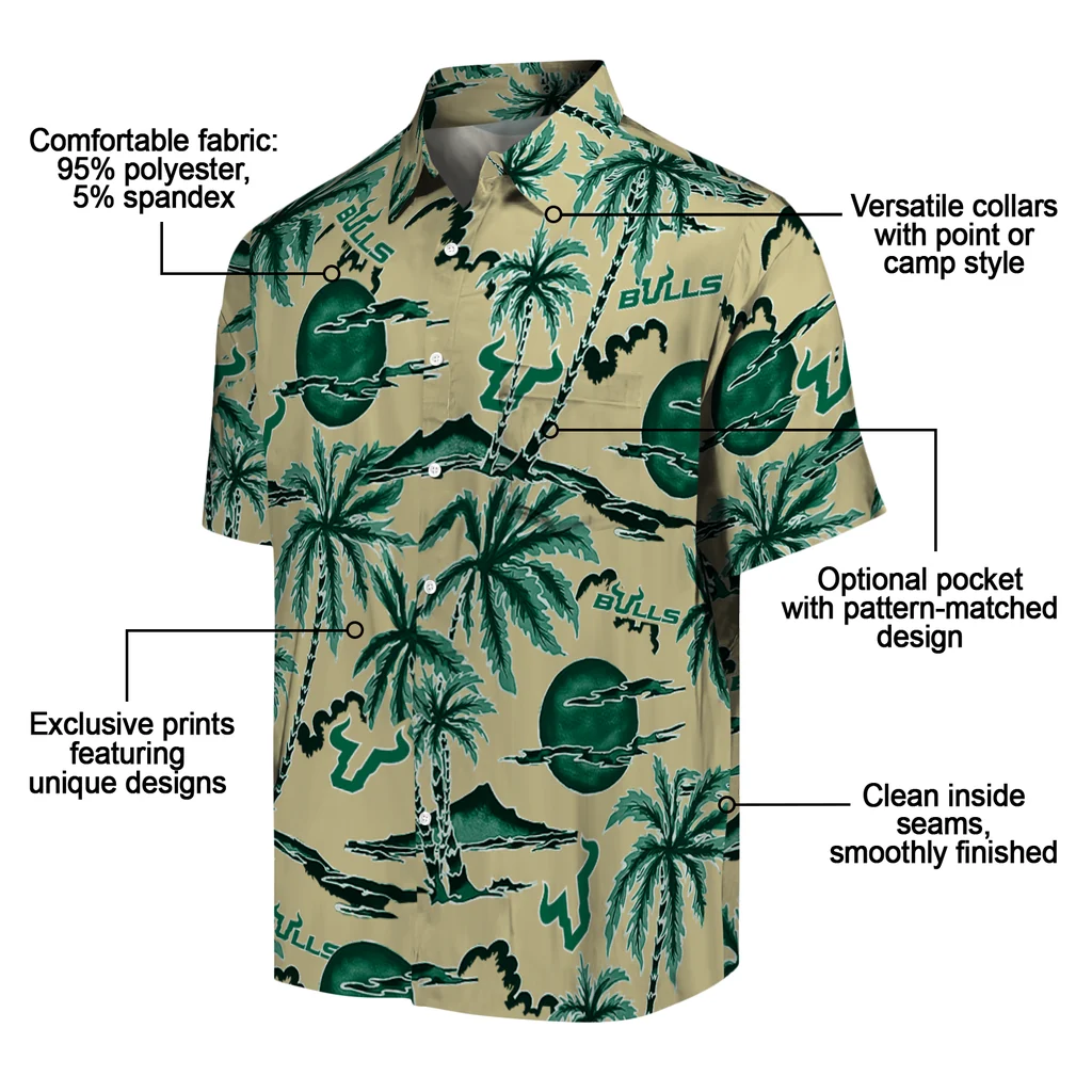 South Florida Bulls Hawaiian Shirt - Palm Sunset south florida bulls palm sunset hawaiian shirts new arrival