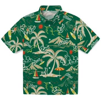 south florida bulls palm tree island green hawaiian shirts best selling