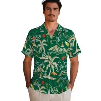 south florida bulls palm tree island green hawaiian shirts fashion forward