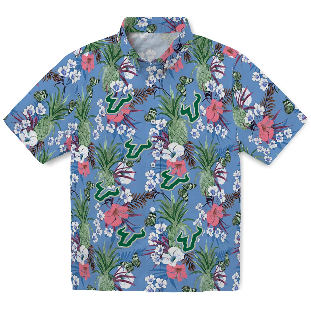 South Florida Bulls Hawaiian Shirt - Pineapple Bouquet south florida bulls pineapple bouquet best sky blue hawaiian shirts best selling