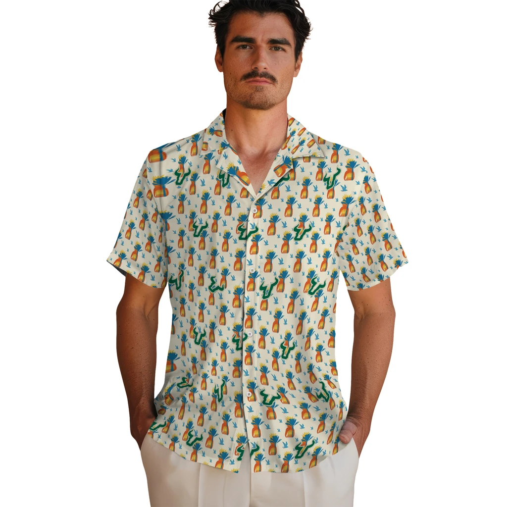 South Florida Bulls Hawaiian Shirt - Pineapple Delight south florida bulls pineapple delight beige hawaiian shirts fashion forward