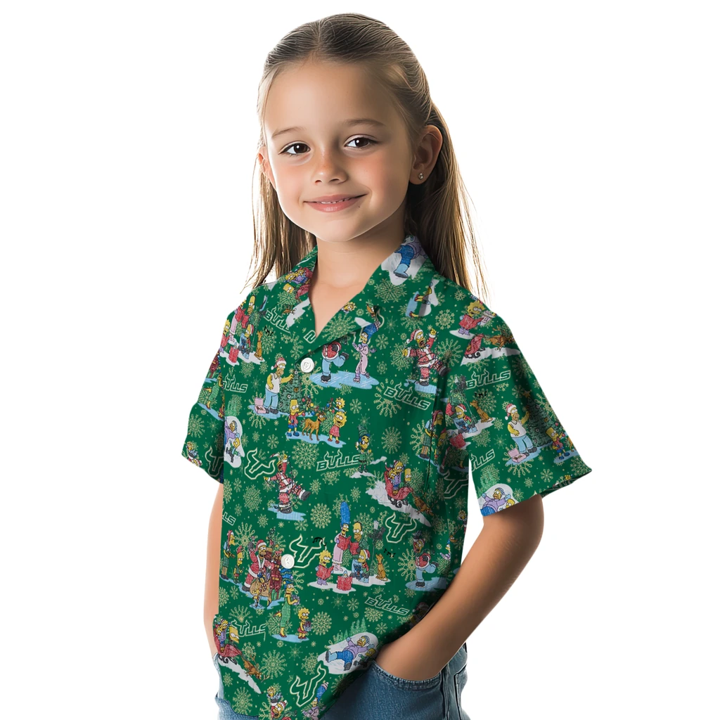 South Florida Bulls Hawaiian Shirt - Simpsons Christmas south florida bulls simpsons christmas green hawaiian shirts premium grade