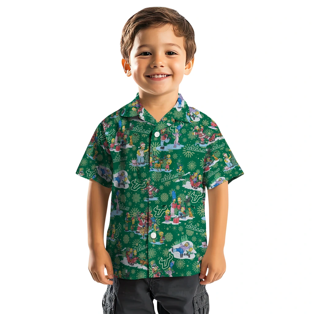 South Florida Bulls Hawaiian Shirt - Simpsons Christmas south florida bulls simpsons christmas green hawaiian shirts top rated
